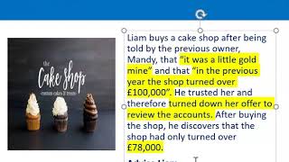 How to apply misrepresentation Liam cupcake scenario [upl. by Murdock]