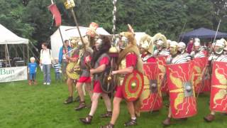 Roman Reenactment at the Amphitheatre in Caerleon Marching In [upl. by Lynnelle]