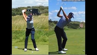 Justin Thomas golf swing  Long Iron faceon amp downtheline July 2017 [upl. by Vinni535]