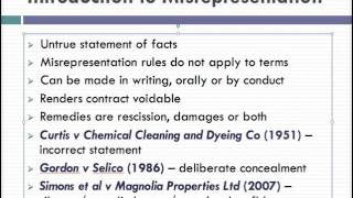 Misrepresentation Lecture 1 of 4 [upl. by Racso610]